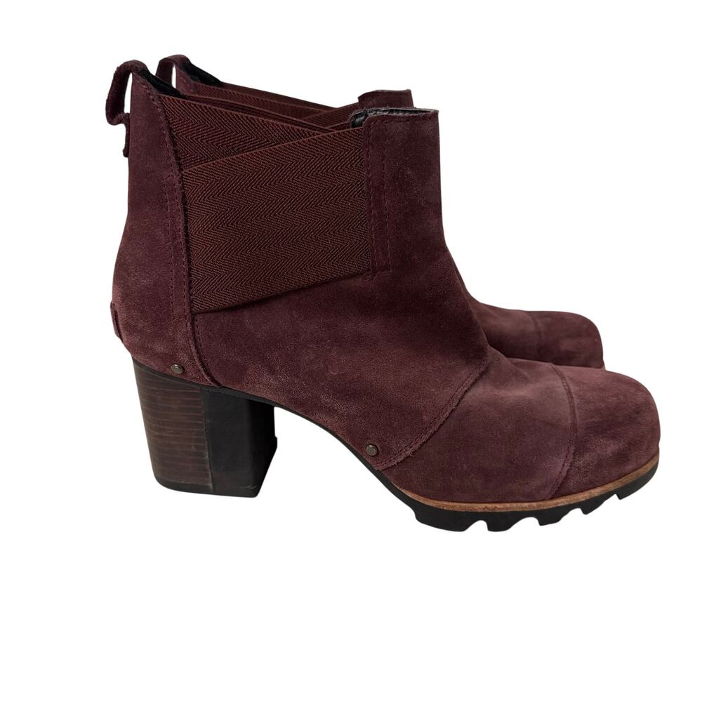 Sorel Addington Chelsea Boot Women’s Size 10 Red Leather Burgundy Redwood
